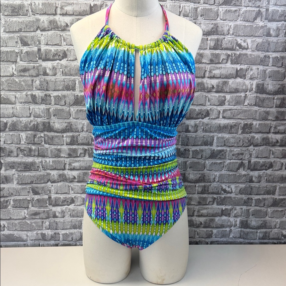 LA BLANCA Multicolor Halter One-Piece Swimsuit